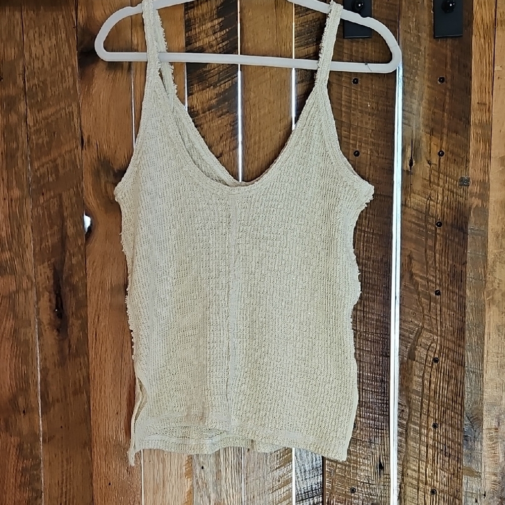 #020 NWT SZ XS We The Free Tan and Cream Fitted Camisole Top - Picture 2 of 2